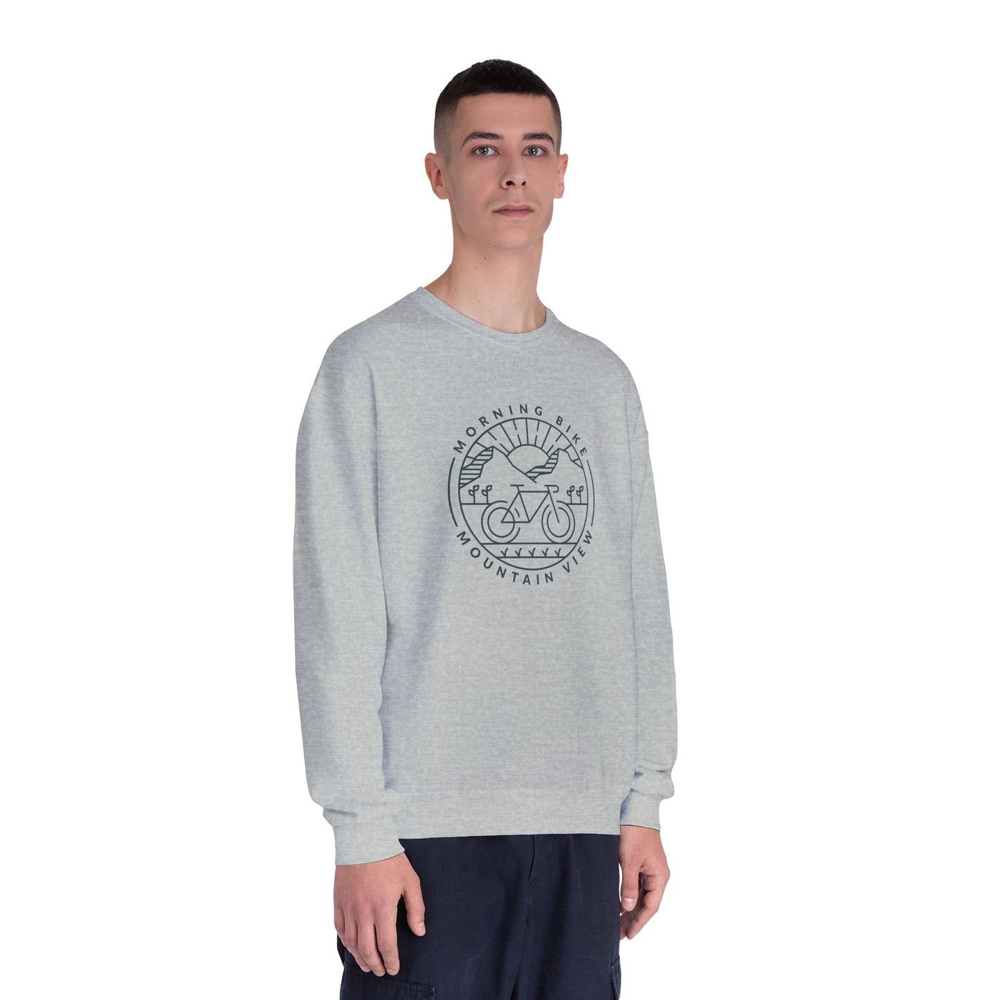 Morning Bike, Mountain View. Unisex NuBlend® Crewneck Sweatshirt