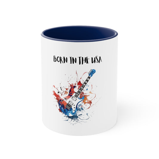 Born In The USA Guitar. Accent Coffee Mug, 11oz