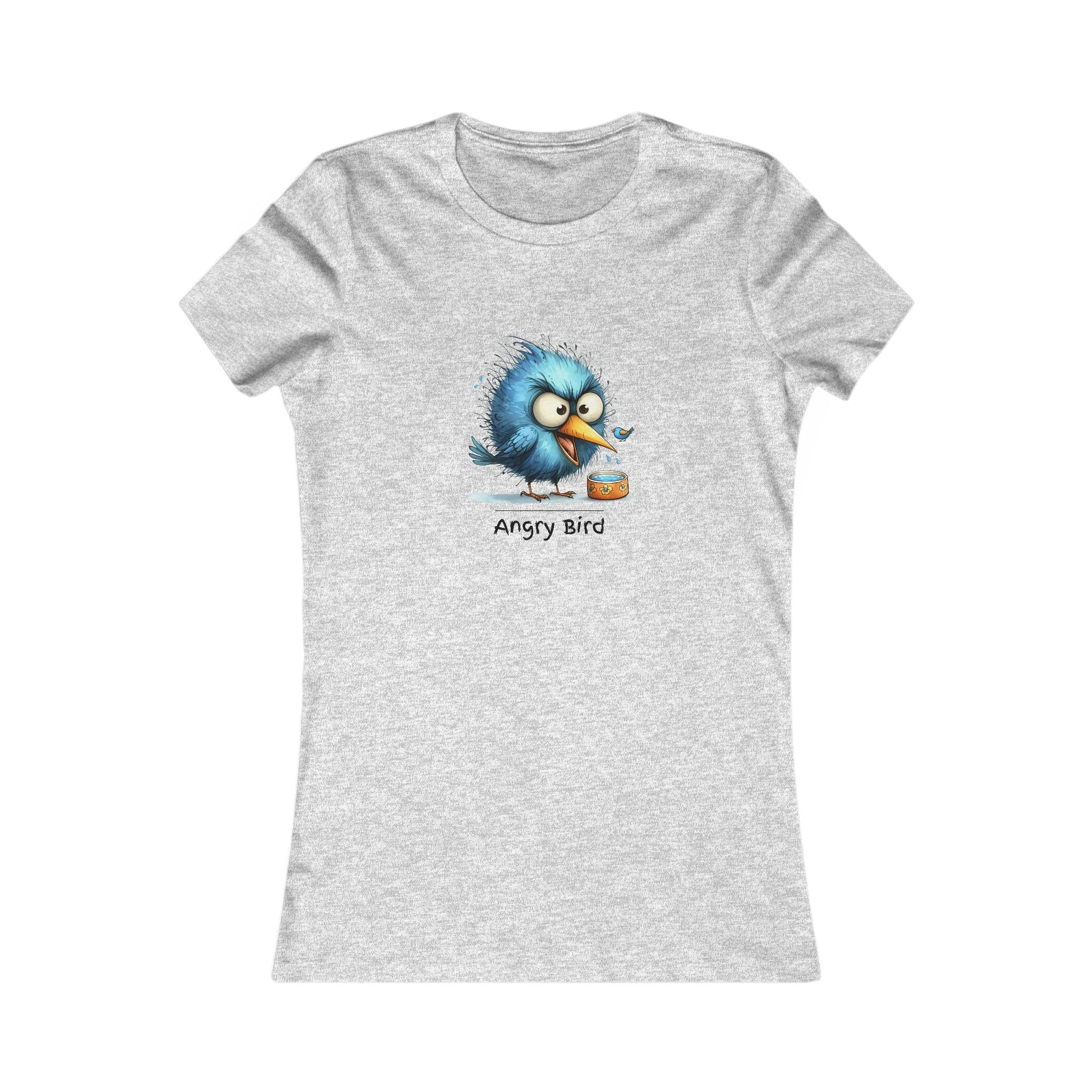 Printify grey angry bird t‑shirt women with a cute blue angry bird graphic on the front