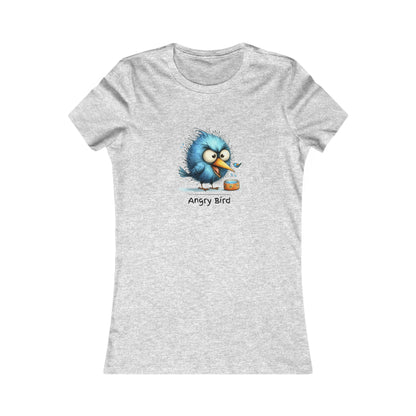 Printify grey angry bird t‑shirt women with a cute blue angry bird graphic on the front