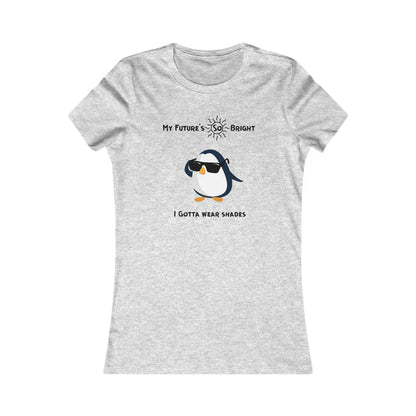 Gray Printify women's animal sunglasses shirt with cute penguin wearing sunglasses and bright future text