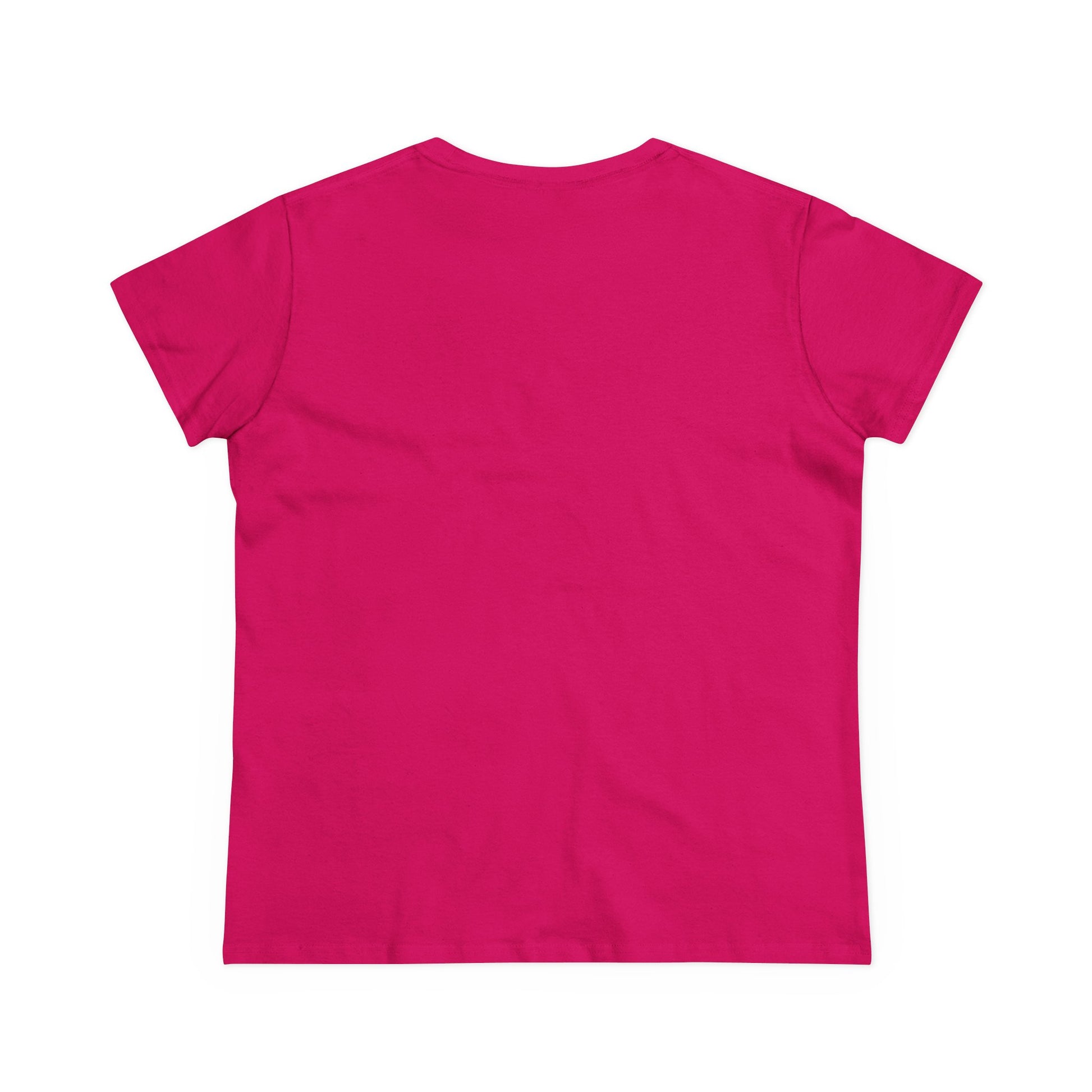 Back view of plain bright pink Printify t-shirt without avocado graphic tee women design