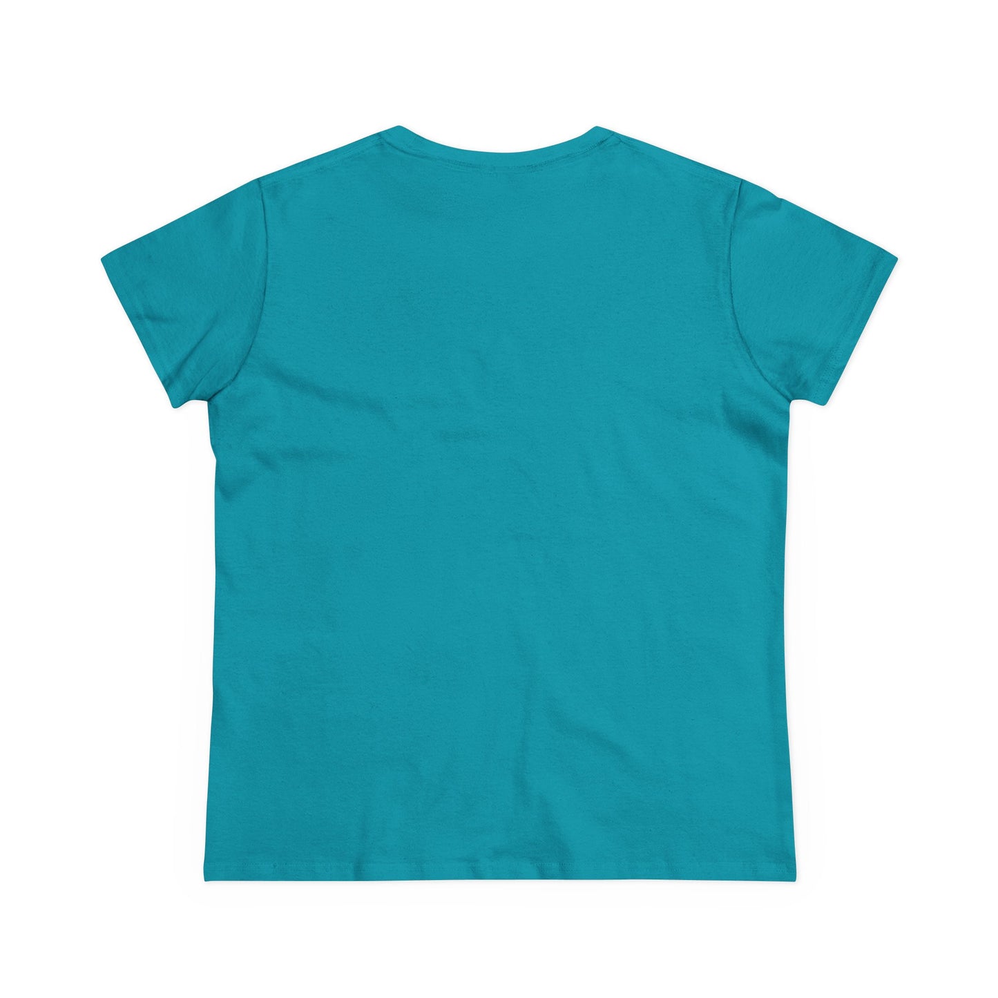 Back view of plain turquoise Printify T-shirt without bear graphic t-shirt design
