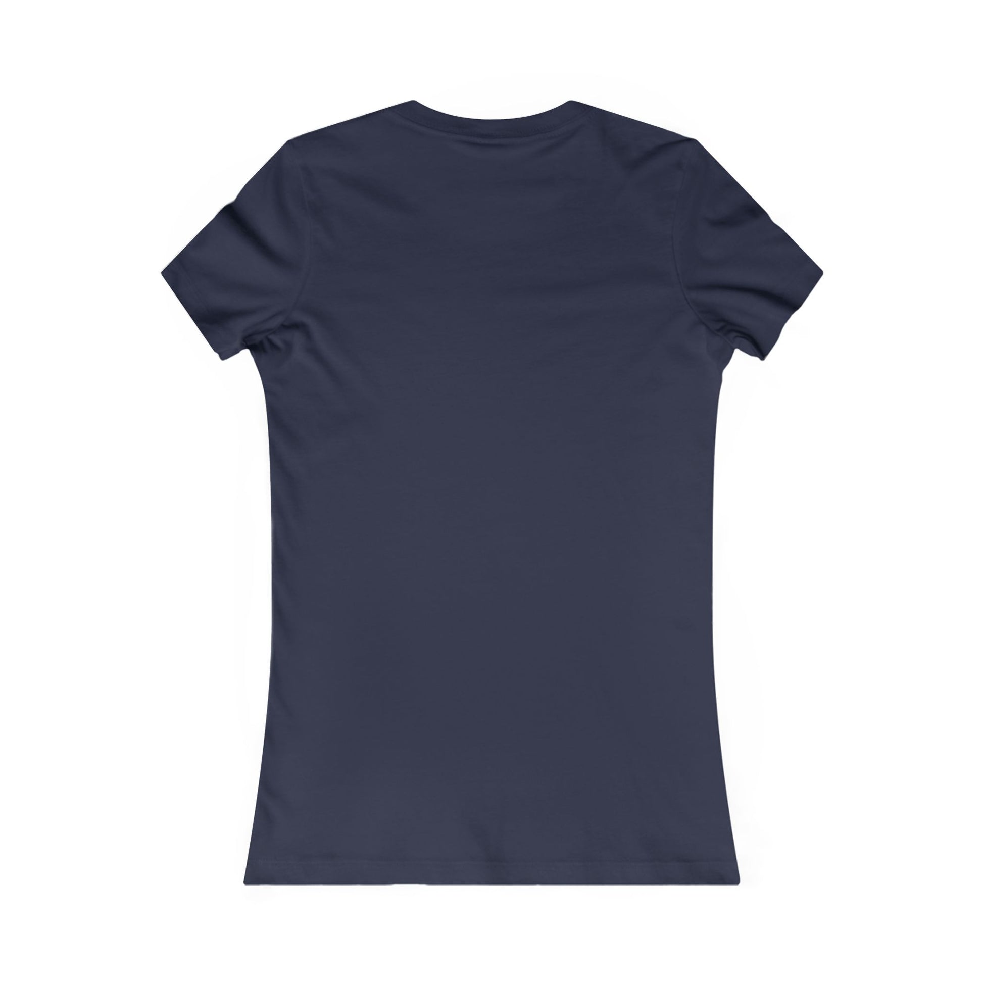 Back view of navy blue Printify beer in disguise t-shirt women with short sleeves and fitted cut