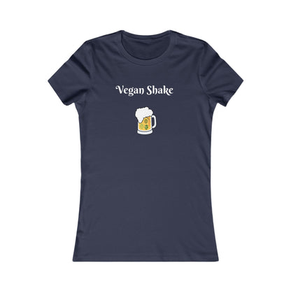 Navy beer in disguise t-shirt women with Vegan Shake text and beer mug graphic