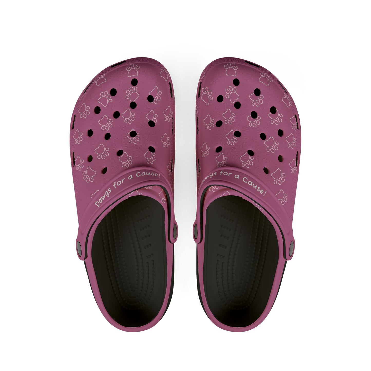 Printify purple casual rubber clogs for women with paw print design and ventilation holes