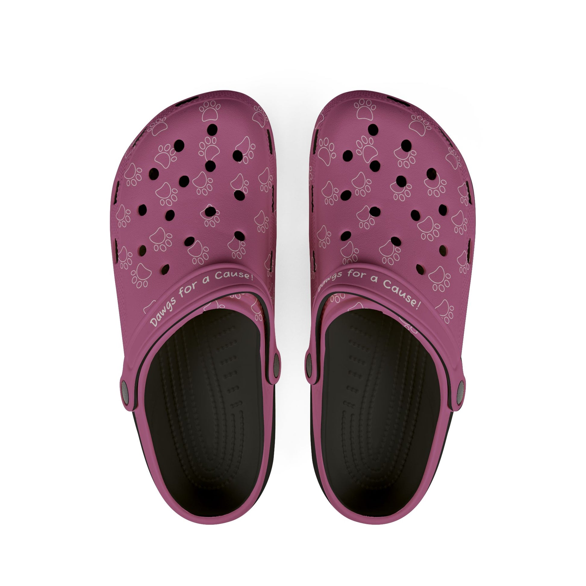 Printify purple casual rubber clogs for women with paw print design and ventilation holes