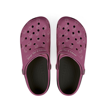Printify purple casual rubber clogs for women with paw print design and ventilation holes