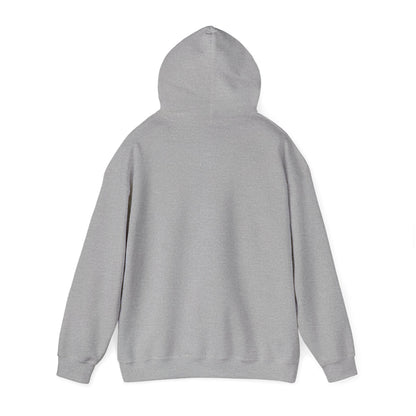 Back view of gray Printify but first coffee hoodie with hood and long sleeves