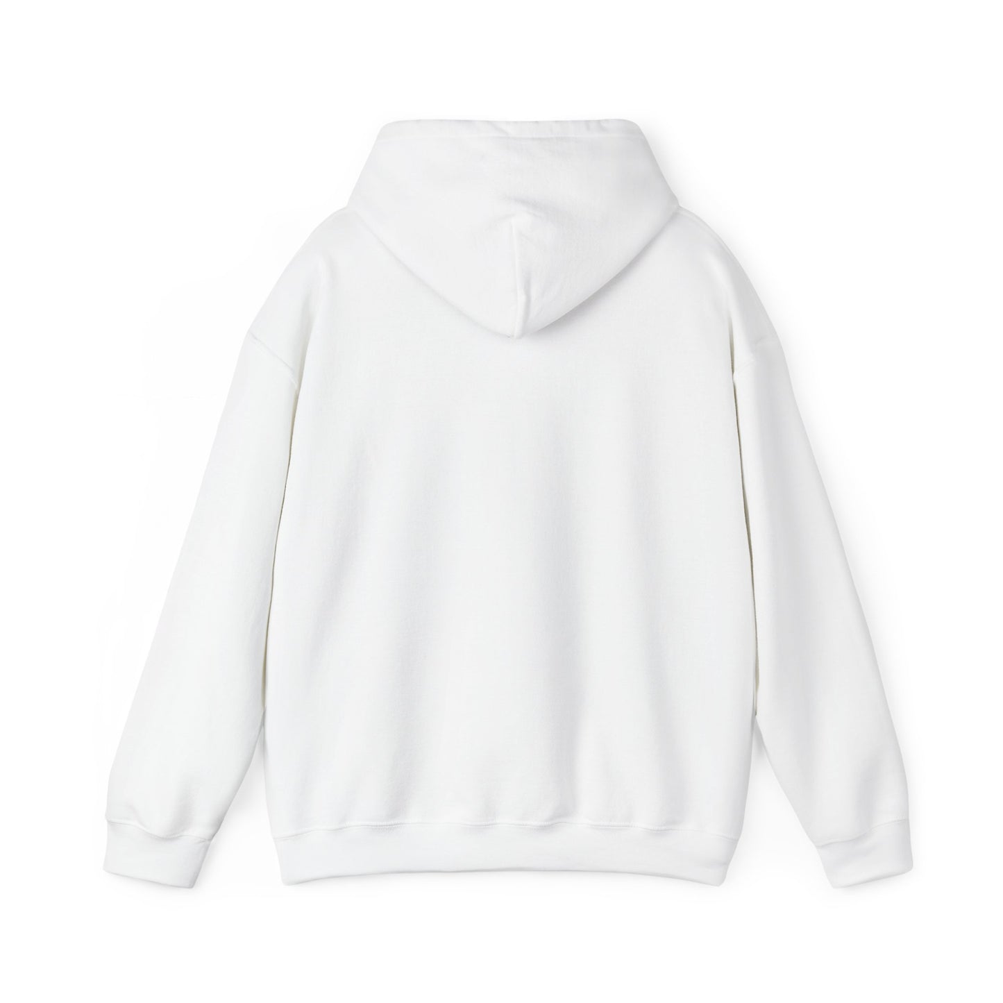 Plain white but first coffee hoodie by Printify with hood and long sleeves shown from the back