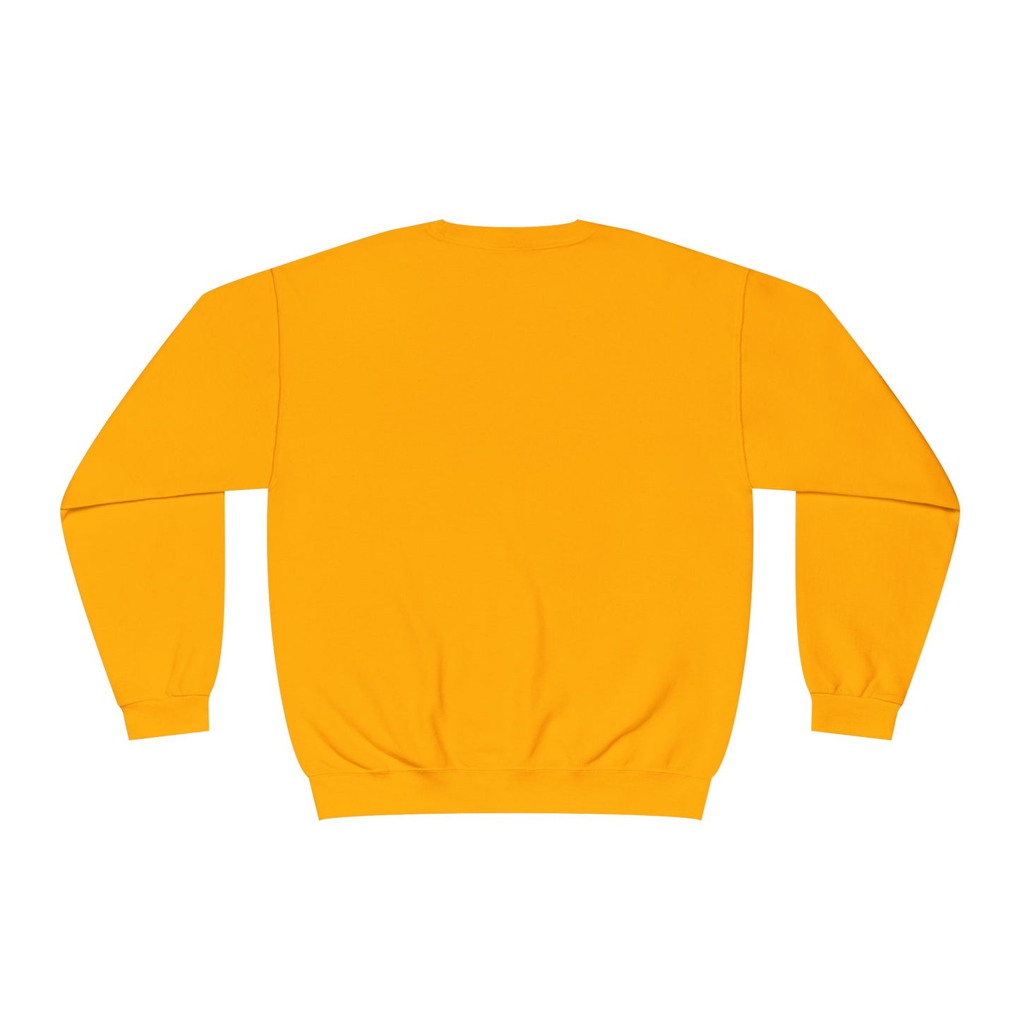 Yellow plain sweatshirt from Printify back view suitable for a but first coffee sweatshirt design