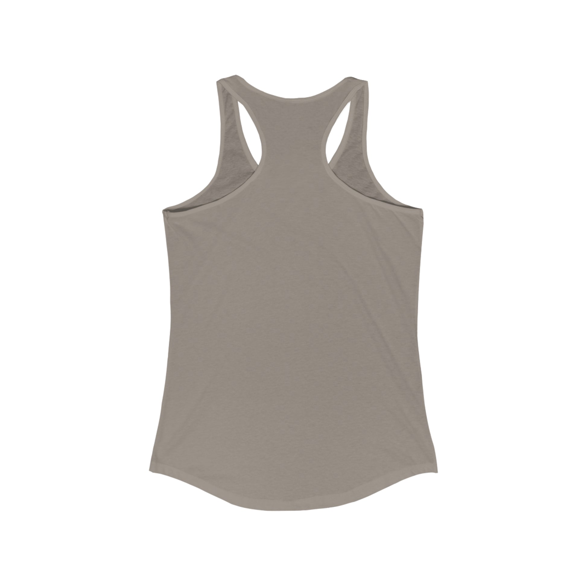 Gray racerback tank top from Printify designed as a comfortable but first coffee tee
