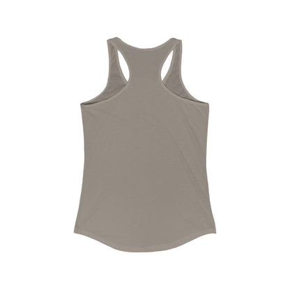 Gray racerback tank top from Printify designed as a comfortable but first coffee tee