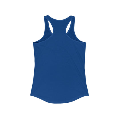Blue racerback tank top from Printify for the but first coffee tee collection