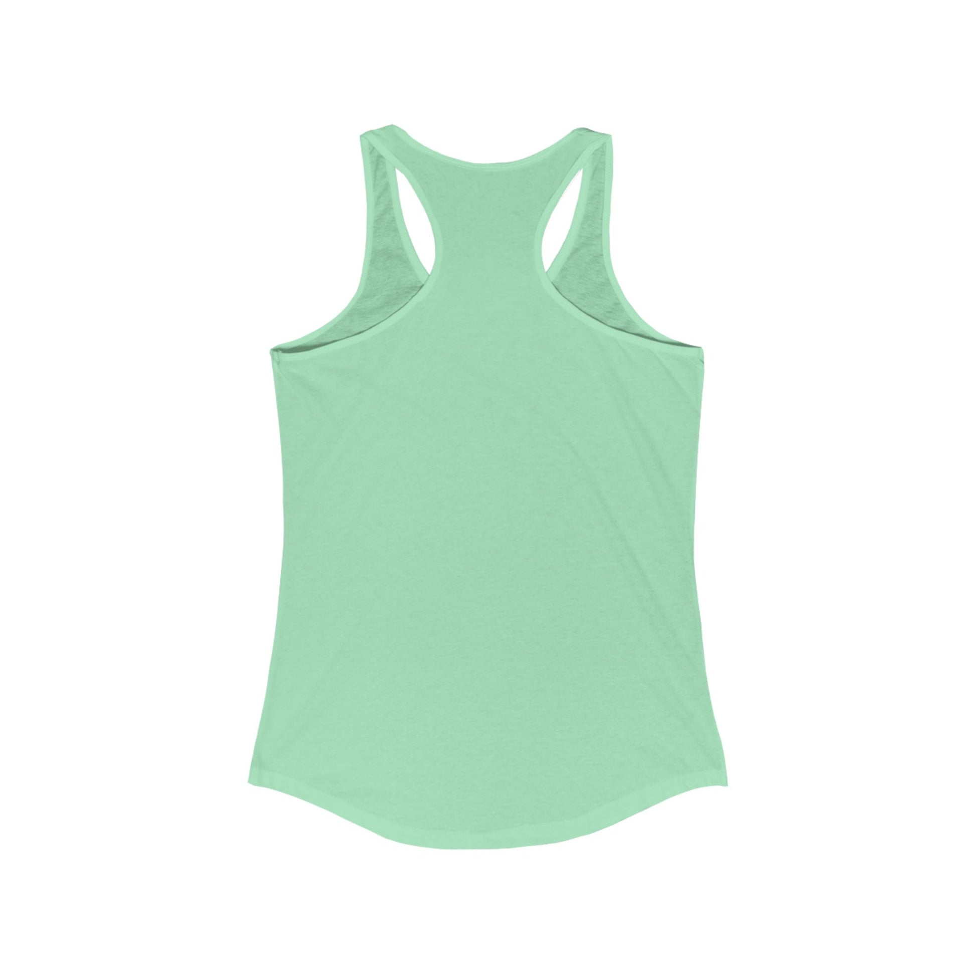 Mint green racerback tank top from Printify perfect for casual wear But first coffee tee shirt