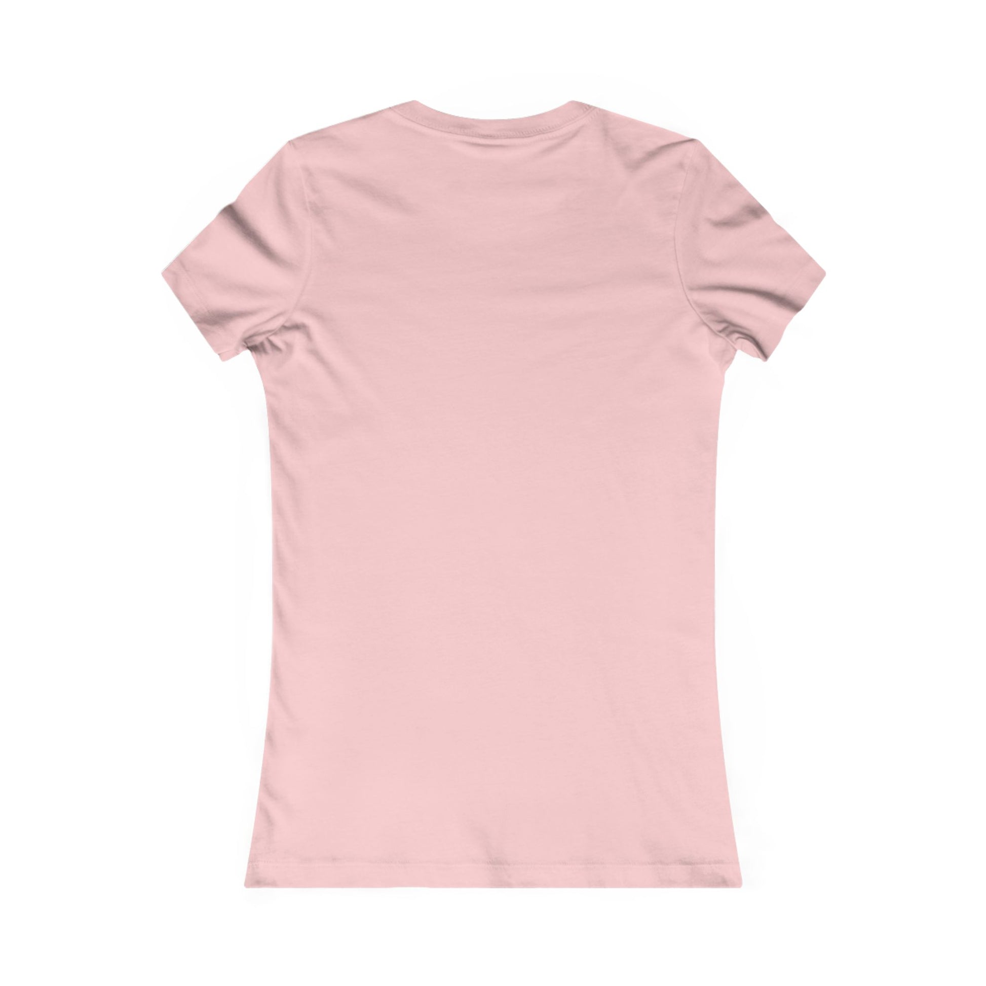 Back view of a plain light pink but first coffee tee shirt for casual wear by Printify