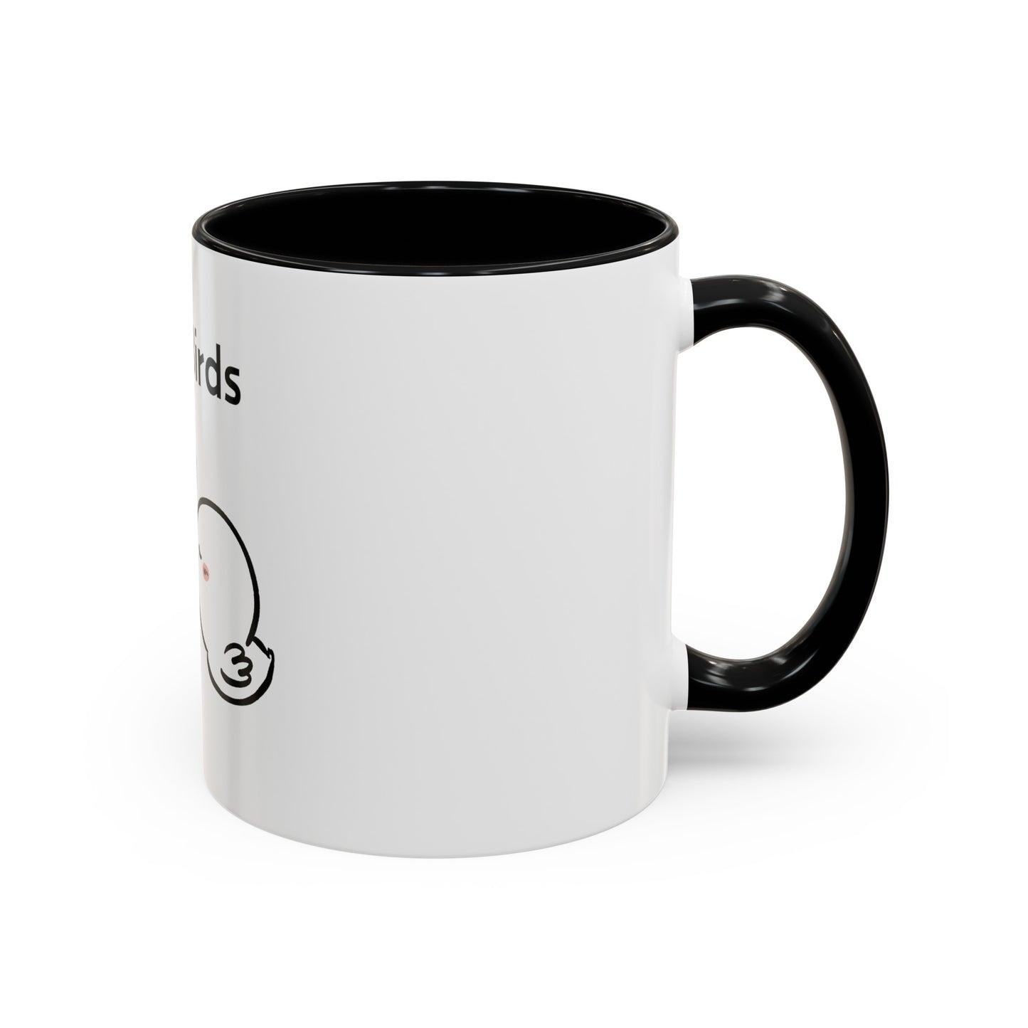 Printify ceramic mug with black handle and inside featuring cartoon mugs design