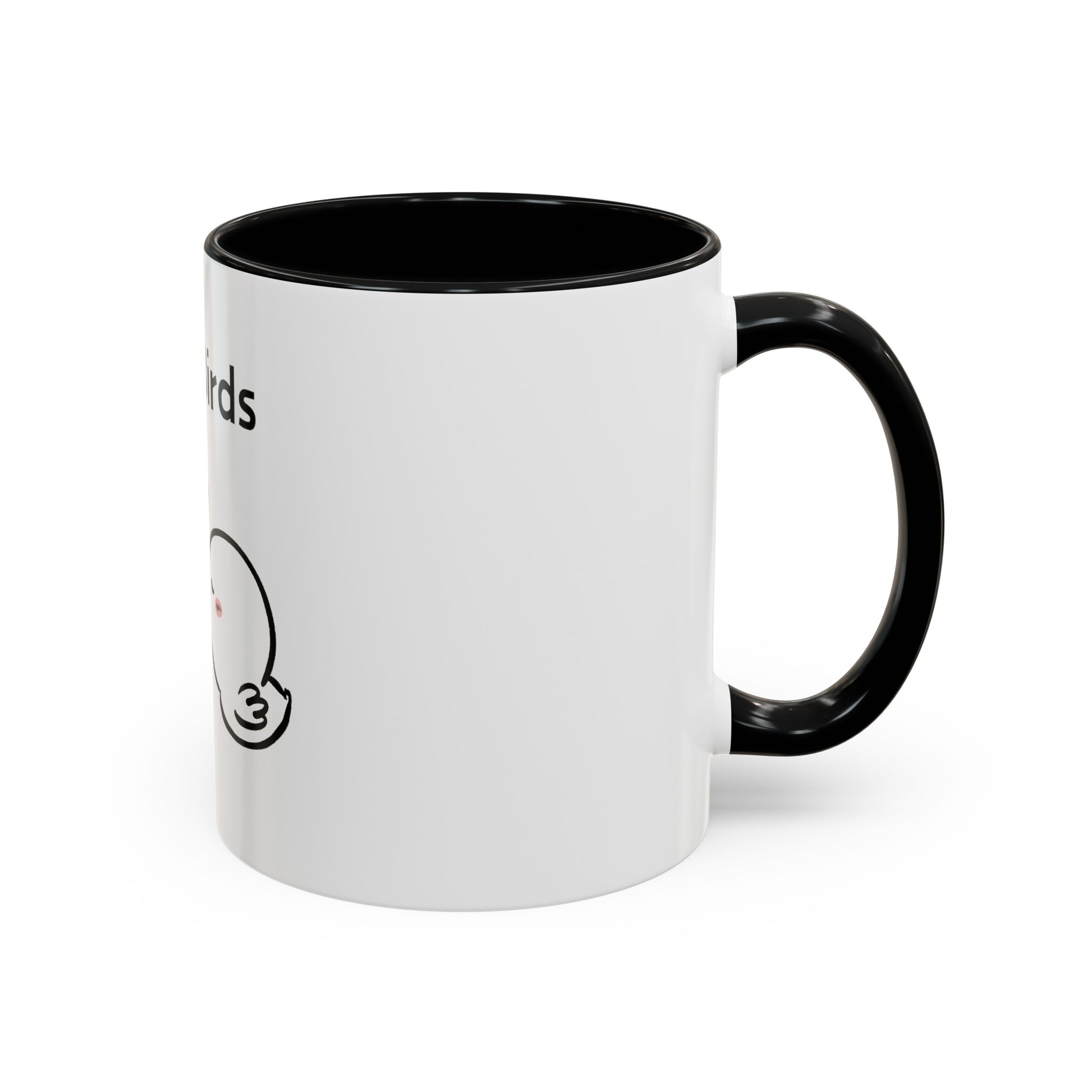 Printify ceramic mug with black handle and inside featuring cartoon mugs design