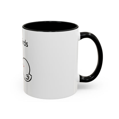 Printify ceramic mug with black handle and inside featuring cartoon mugs design