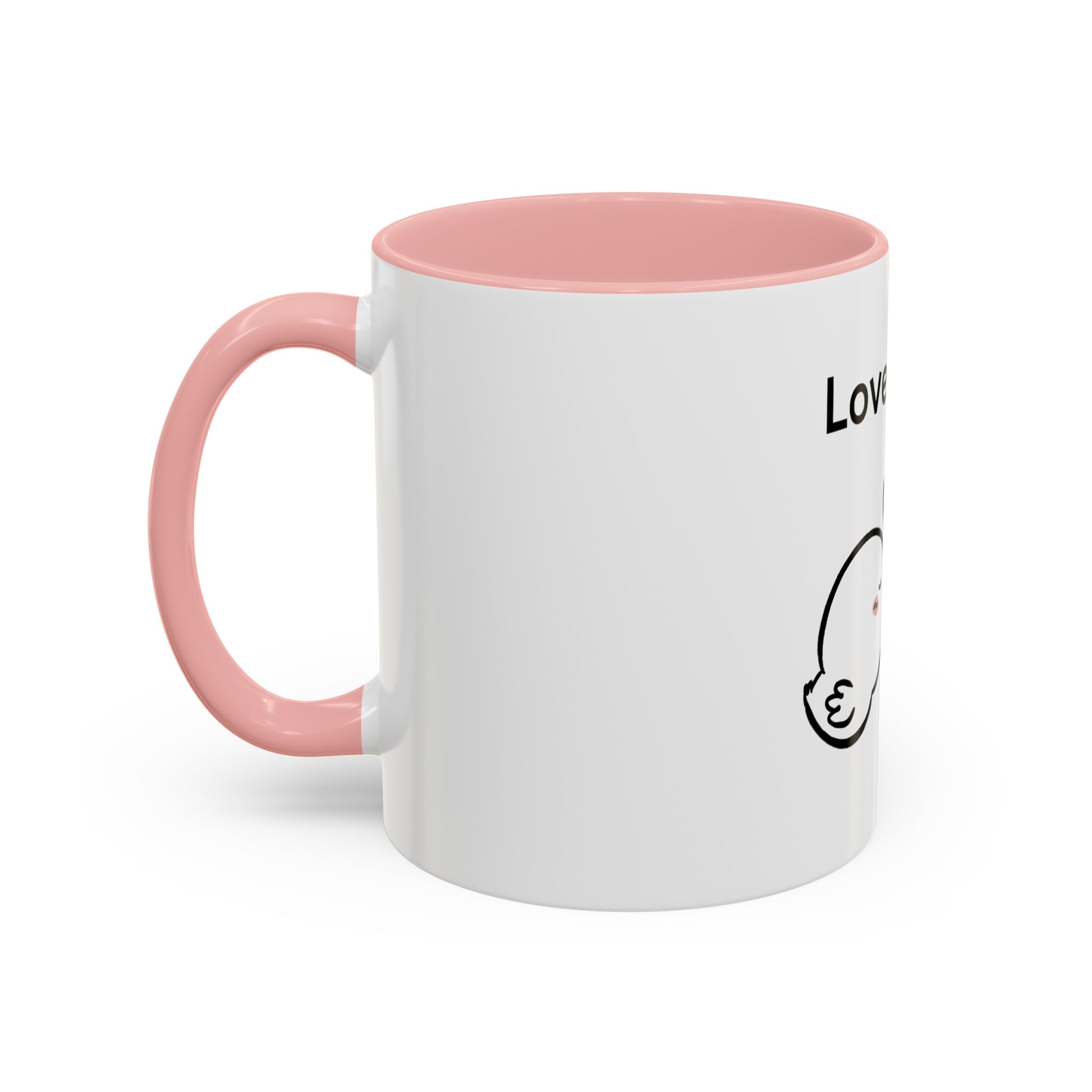 Printify cartoon mugs white ceramic with pink handle and interior featuring cute design