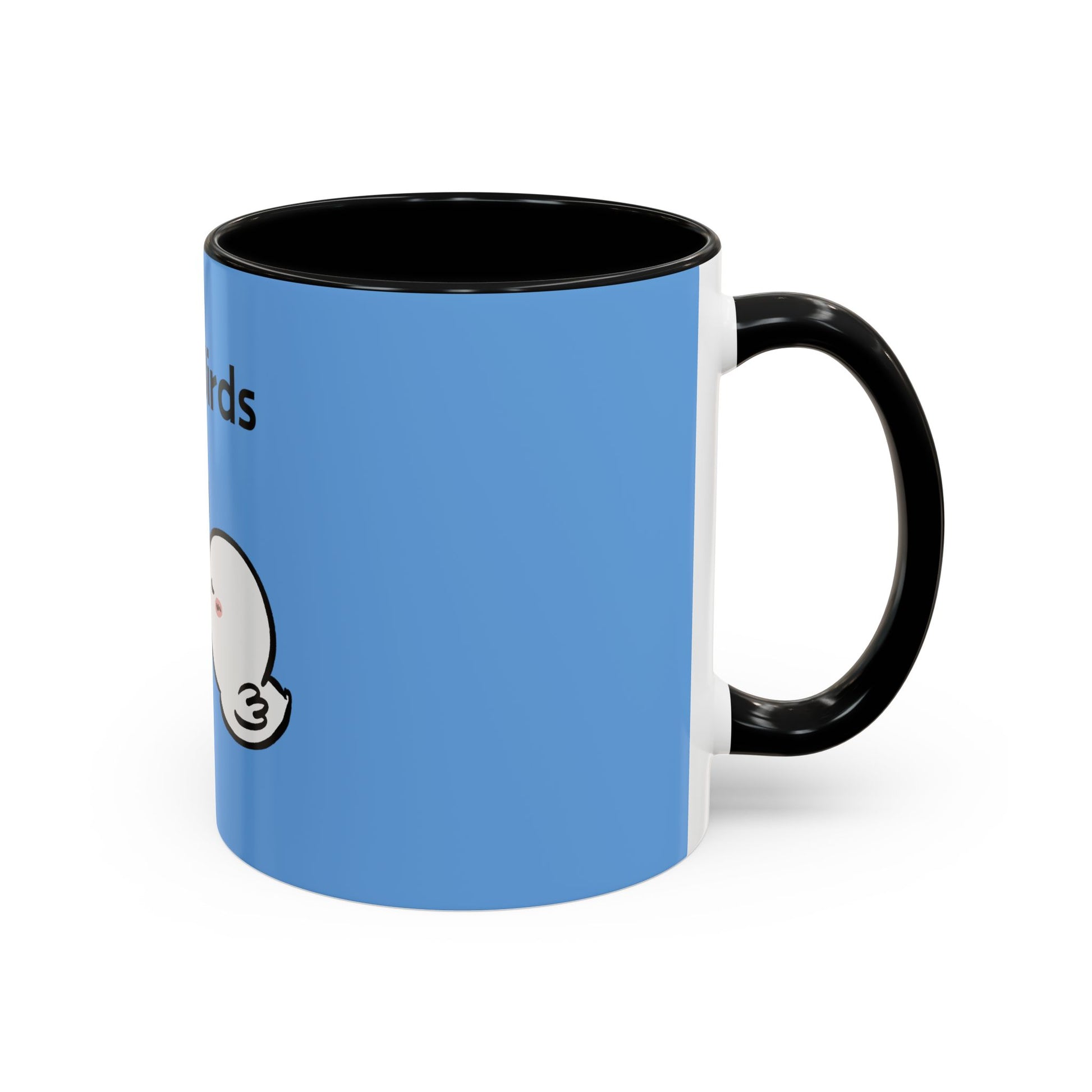 Printify cartoon mugs blue coffee mug with black handle and inside featuring a cute cartoon face design