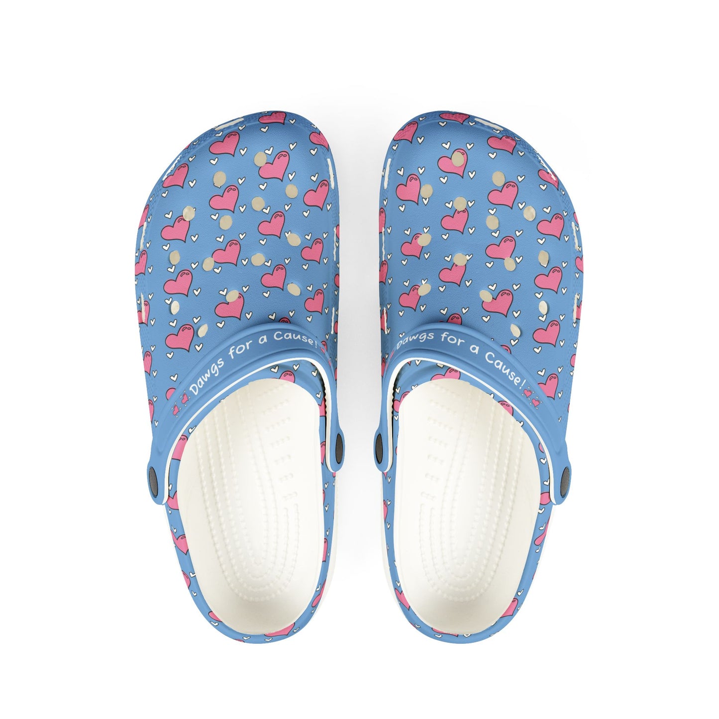Printify blue casual clogs for women with heart pattern and adjustable strap
