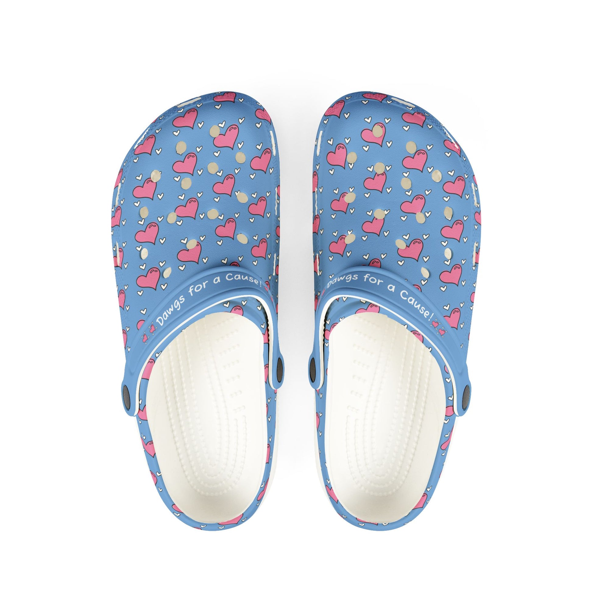 Printify blue casual clogs for women with heart pattern and adjustable strap