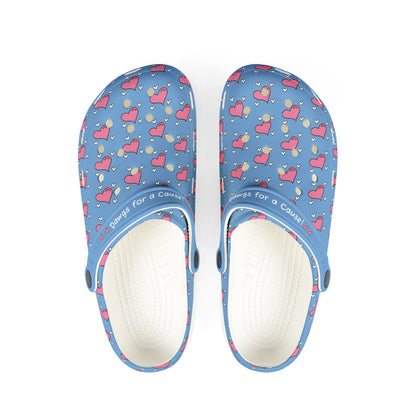 Printify blue casual clogs for women with heart pattern and adjustable strap