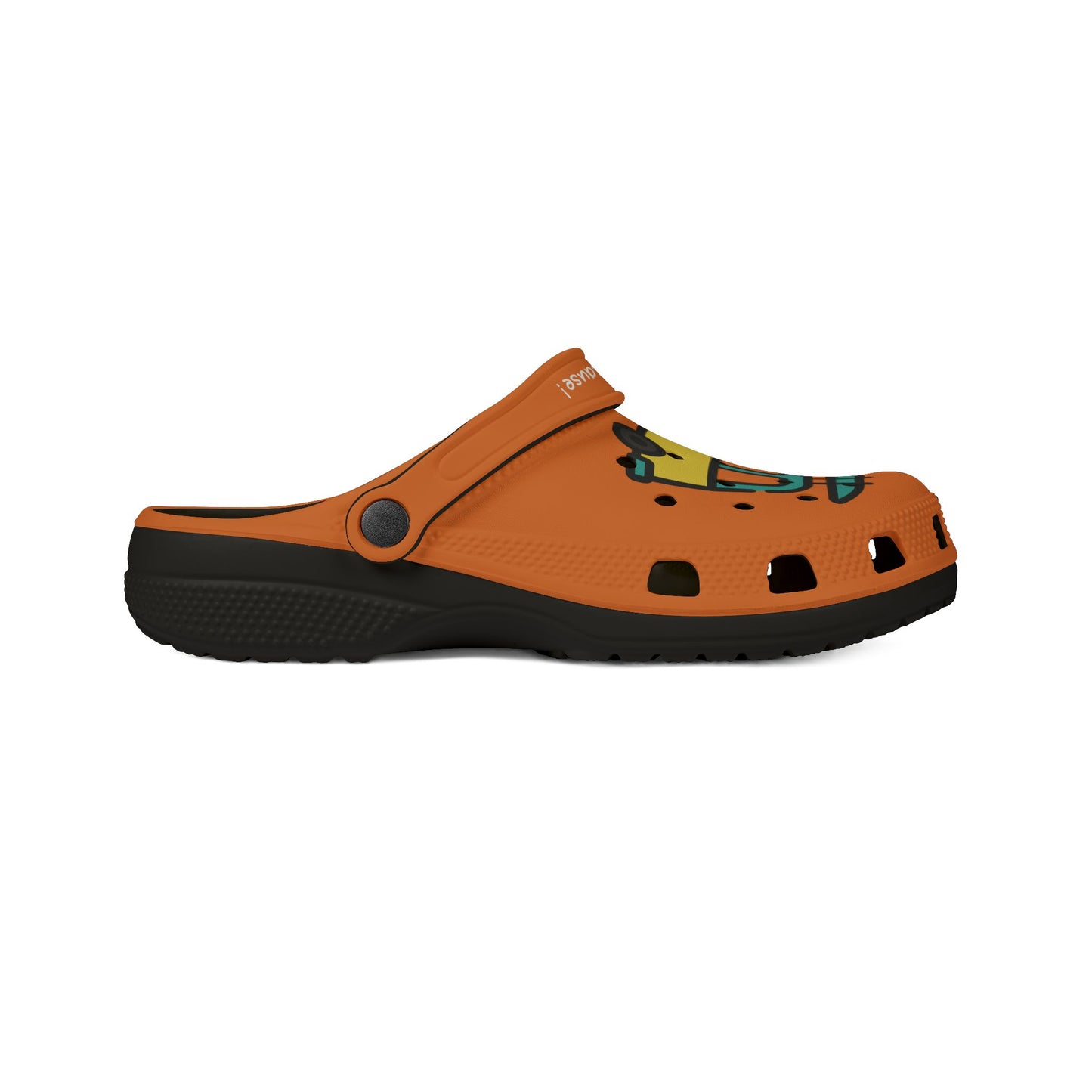 Printify orange casual clogs for women with black sole and adjustable heel strap