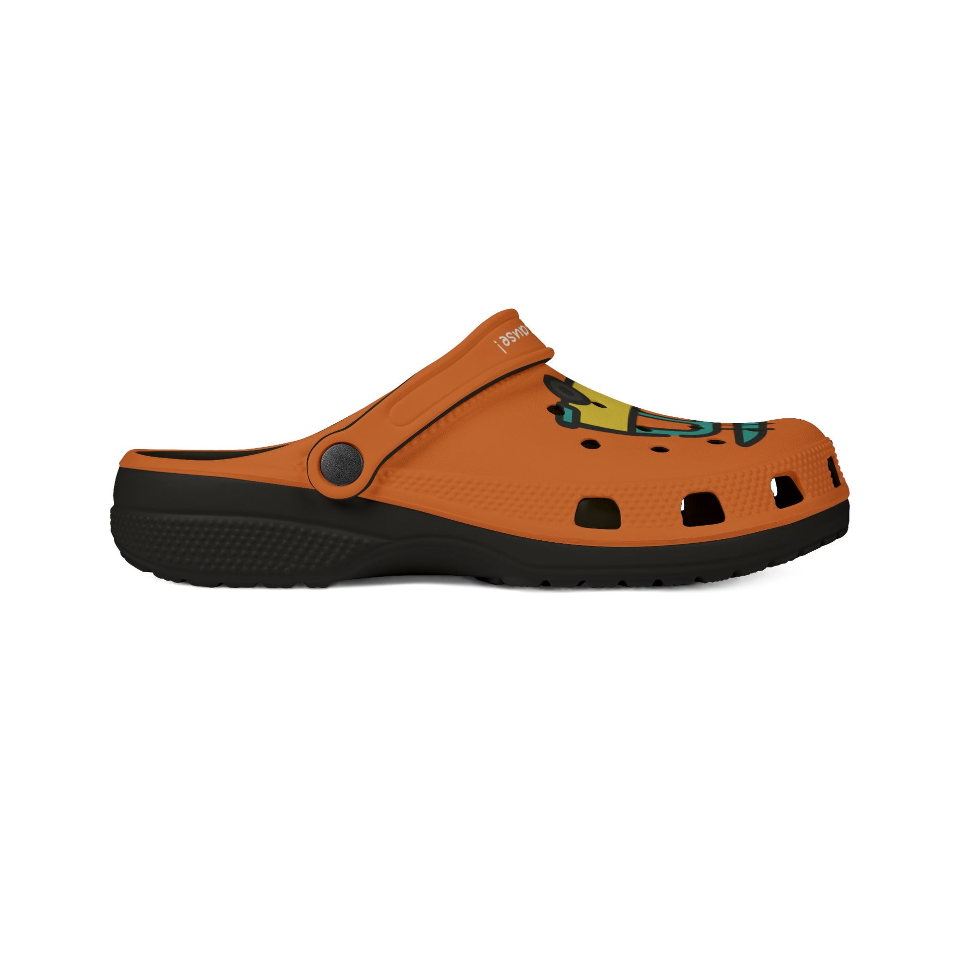 Printify orange casual clogs for women with black sole and adjustable heel strap