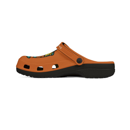 Printify orange casual clogs for women with black sole and side ventilation holes