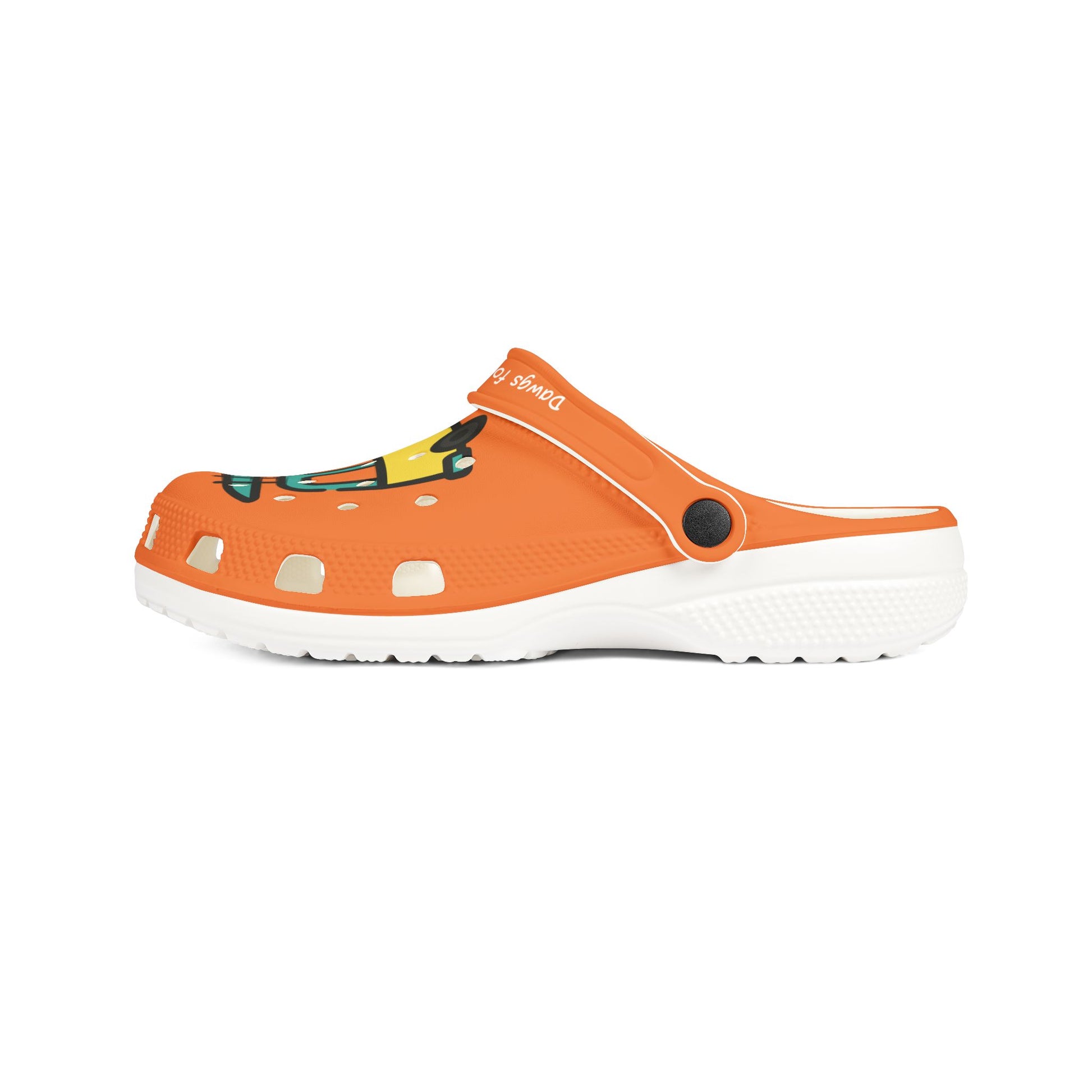 Printify orange casual clogs for women with white sole and adjustable heel strap