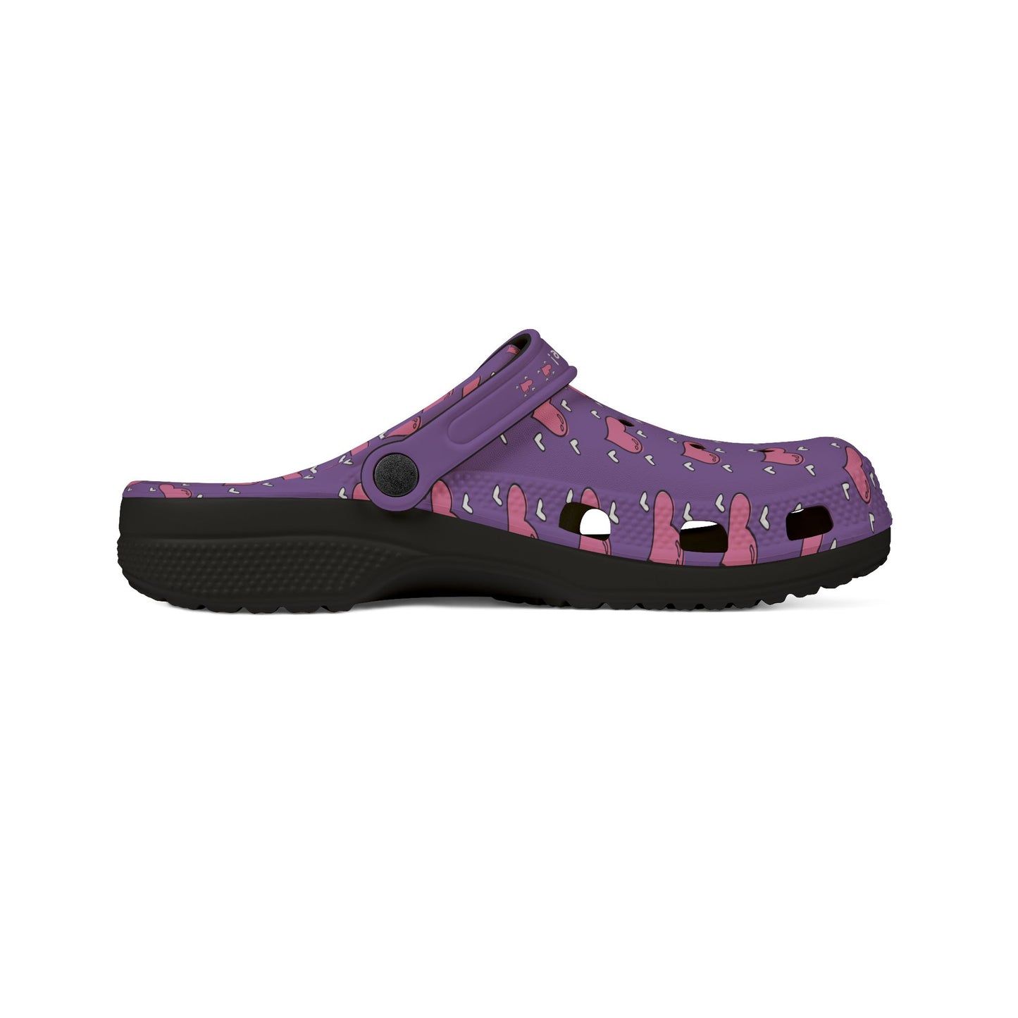 Printify purple casual clogs for women with black sole and playful pattern design