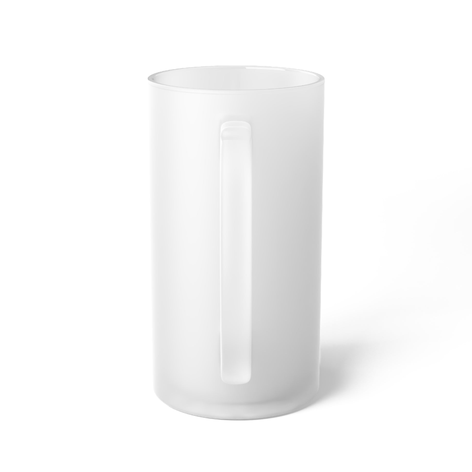 Plain white cat themed beer mug from Printify with a large handle on a white background