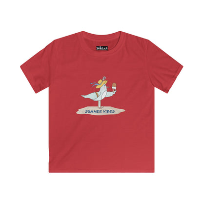 Red childrens tee shirts with summer vibes seagull graphic by Printify kids clothes