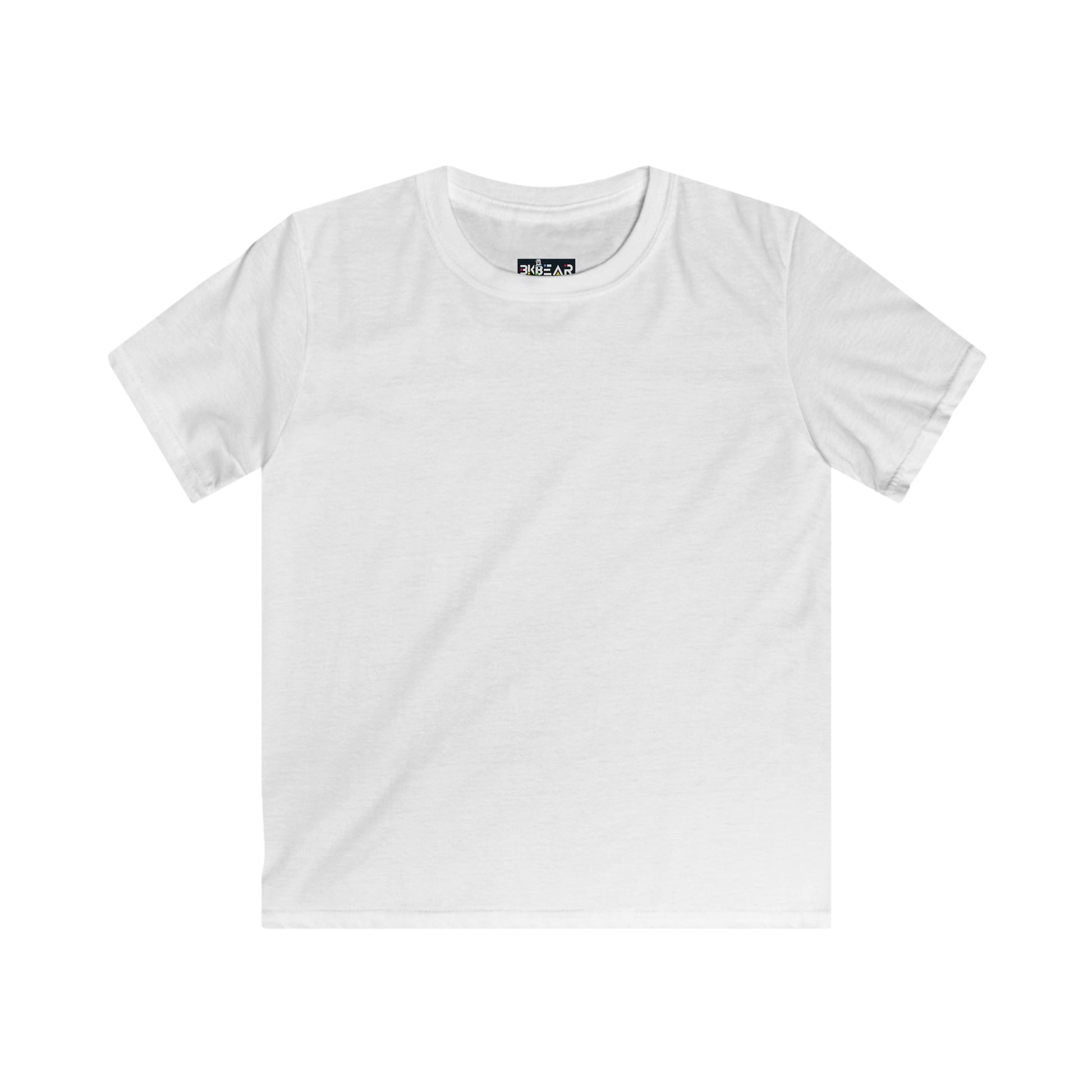 Plain white childrens tee shirts made by Printify with a classic crew neck and short sleeves