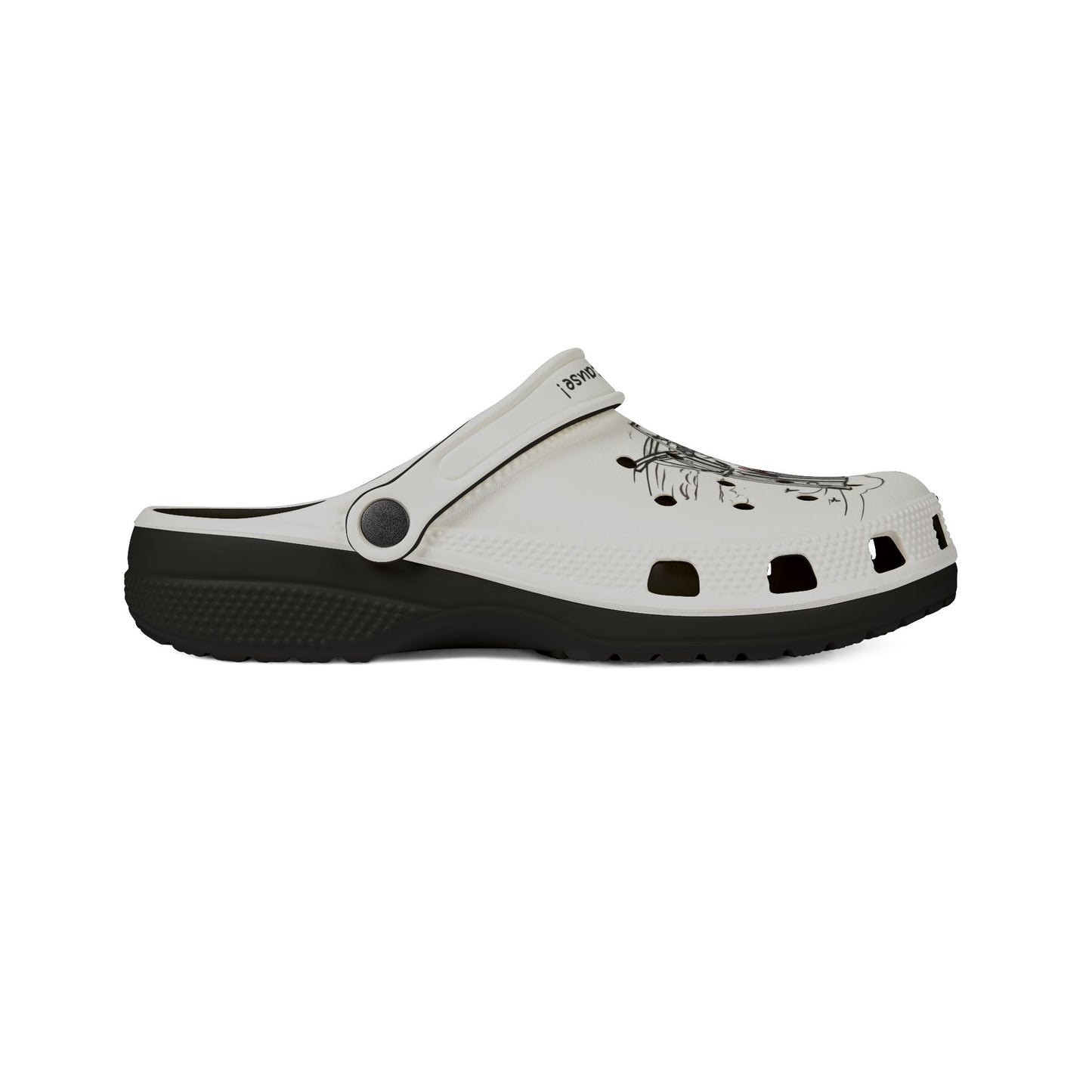 Printify white and black clogs for men with zebra design and adjustable heel strap