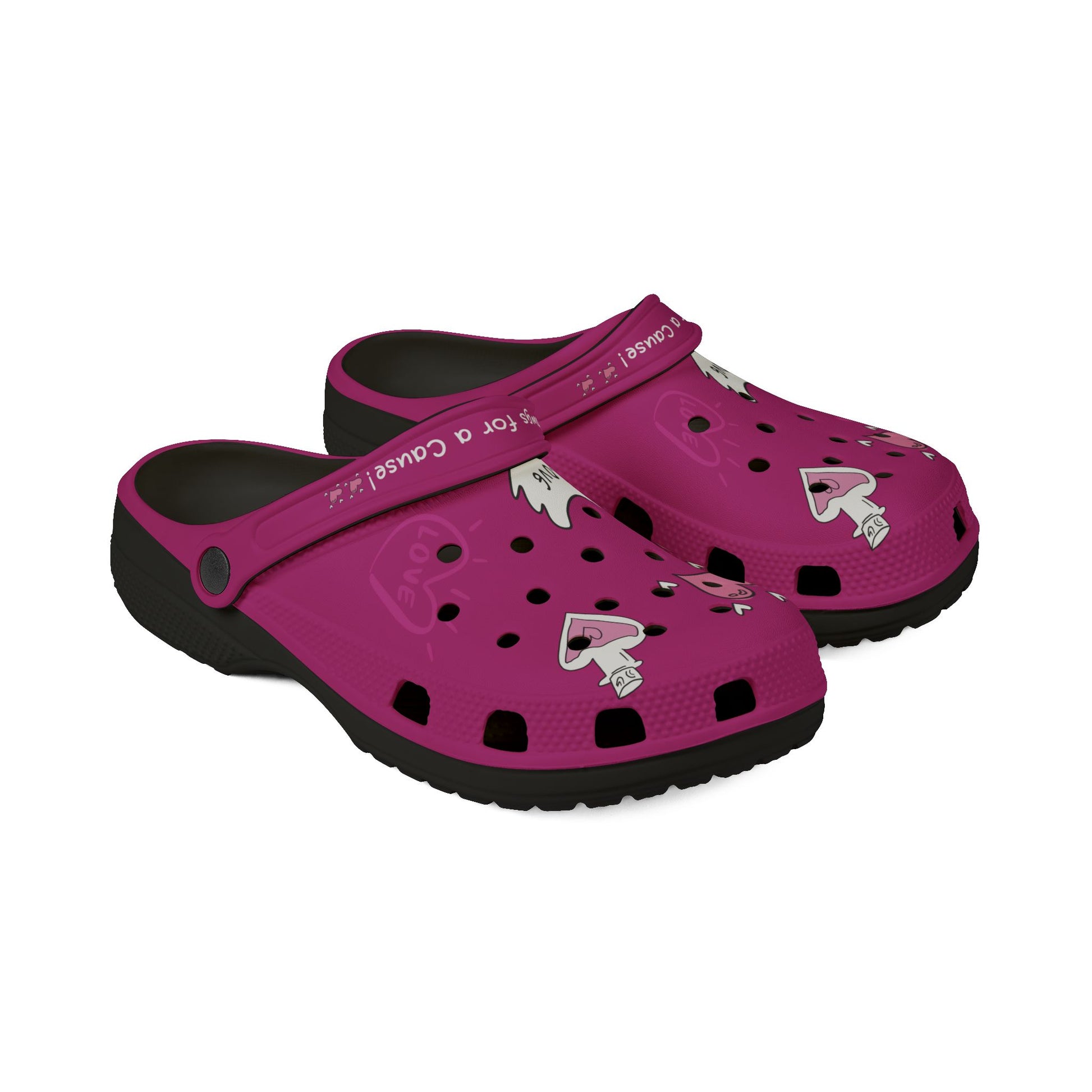 Printify purple clogs for women with decorative holes and adjustable back strap