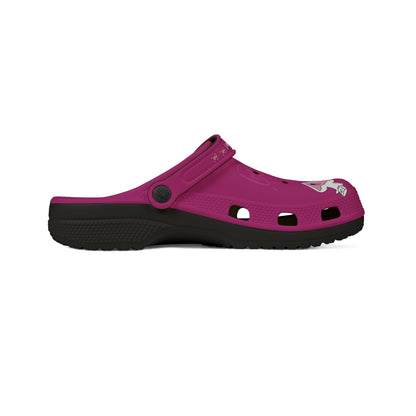 Printify purple clogs for women with black sole and adjustable heel strap