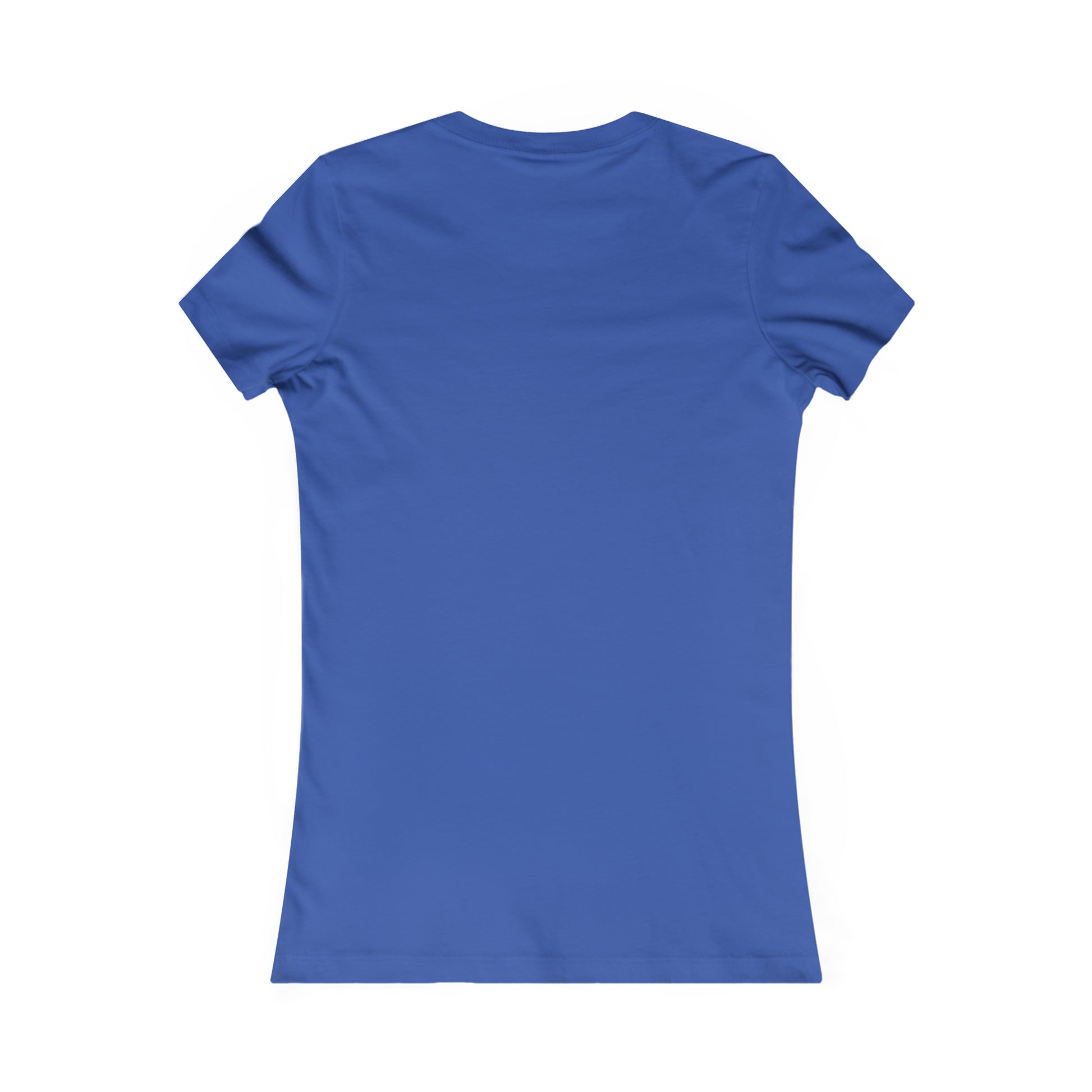 Back view of a blue Printify T-Shirt for coffee and tees lovers with a classic fit