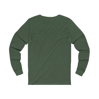 Printify green long sleeve shirt laid flat showing the back for coffee and tees collection