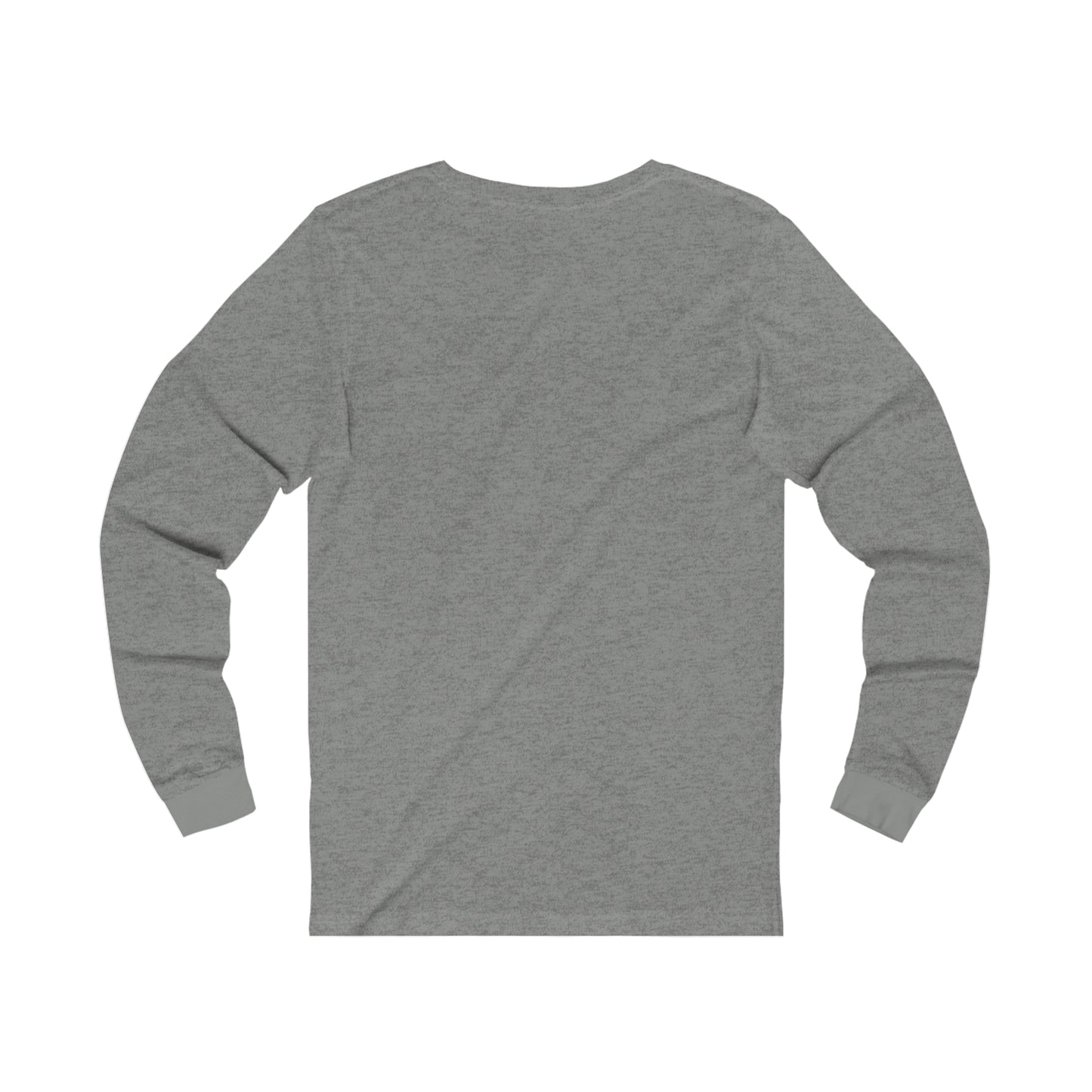 Printify gray long-sleeve shirt laid flat showing back side for coffee and tees collection