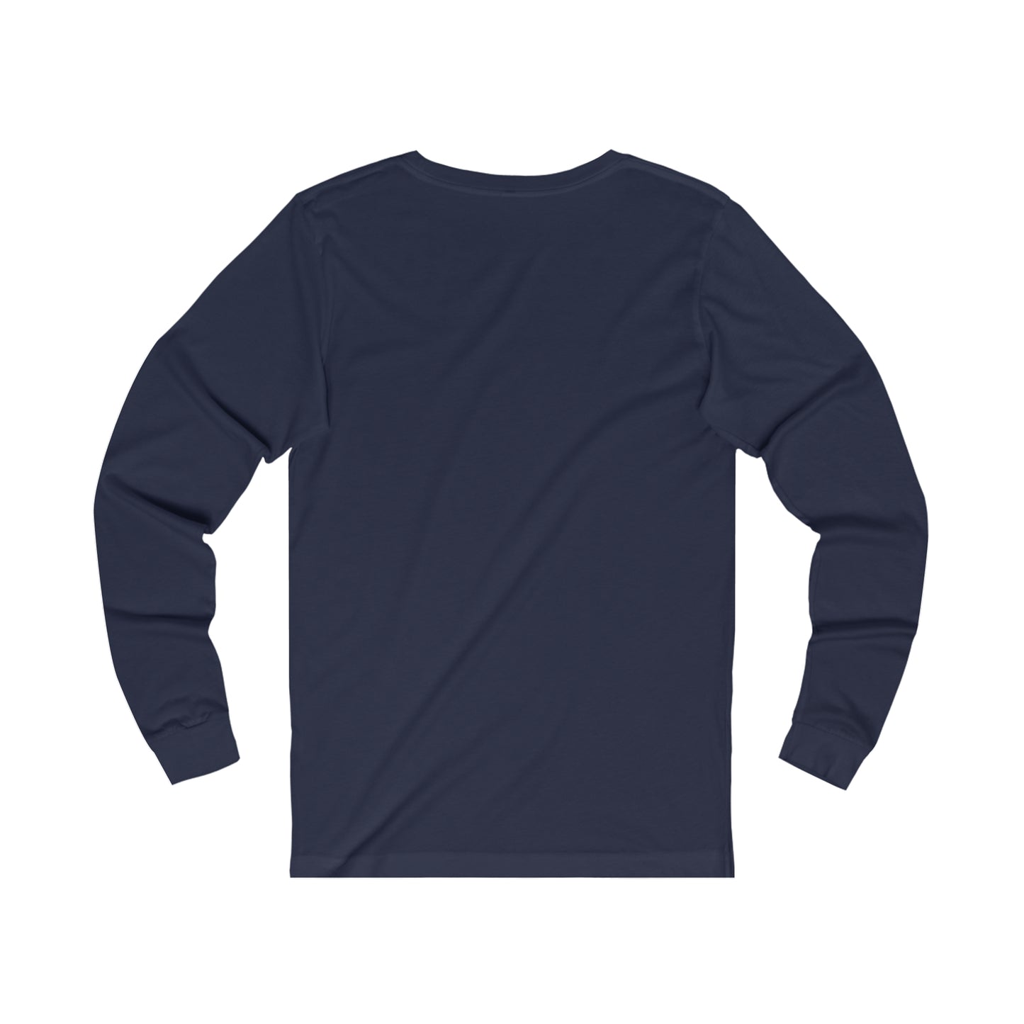 Back view of navy blue long-sleeve shirt by Printify, ideal for coffee and tees lovers