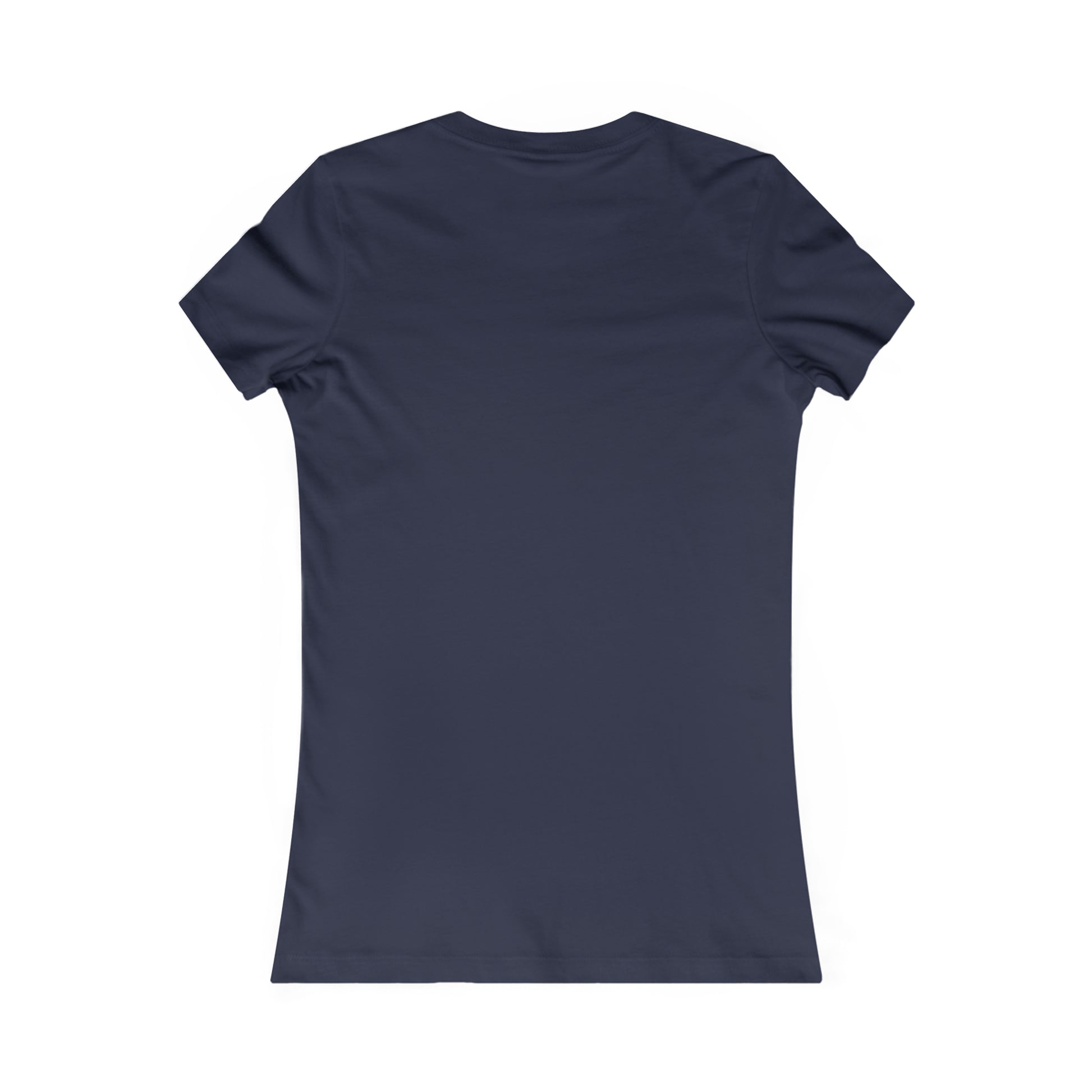 Back view of navy blue Printify t-shirt for coffee and tees lovers