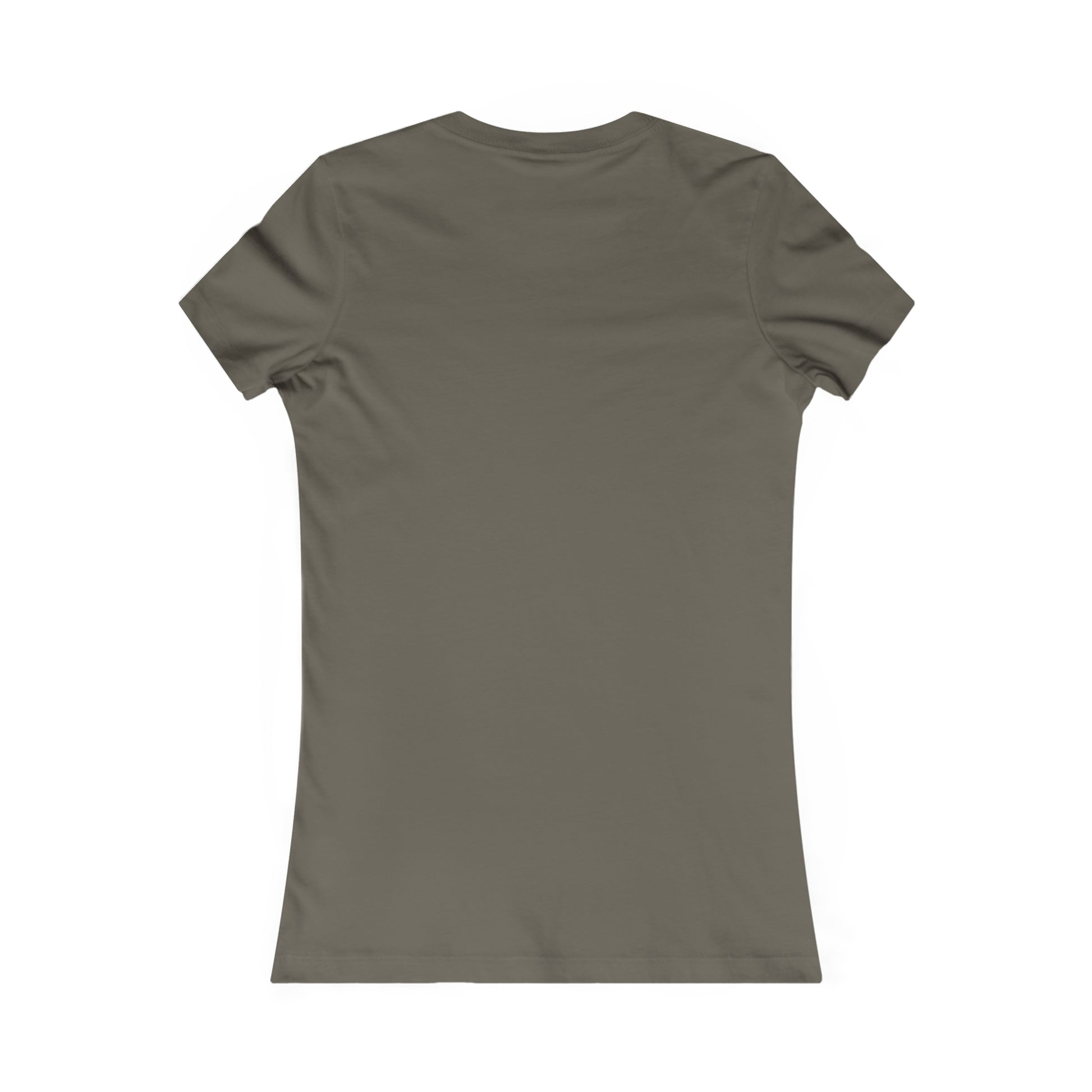 Back view of a plain olive green Printify t-shirt ideal for coffee and tees lovers