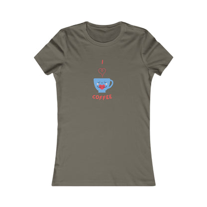 Printify coffee and tees gray t-shirt with cute blue coffee cup graphic and I love coffee text