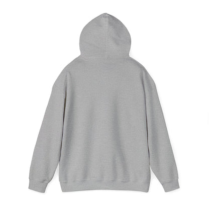 Back view of gray Printify coffee dog hoodie with hood and long sleeves