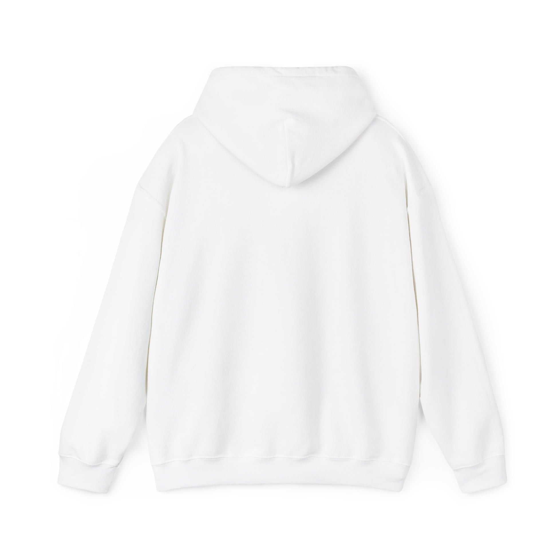 White  coffee dog hoodie shown from the back with a hood and long sleeves