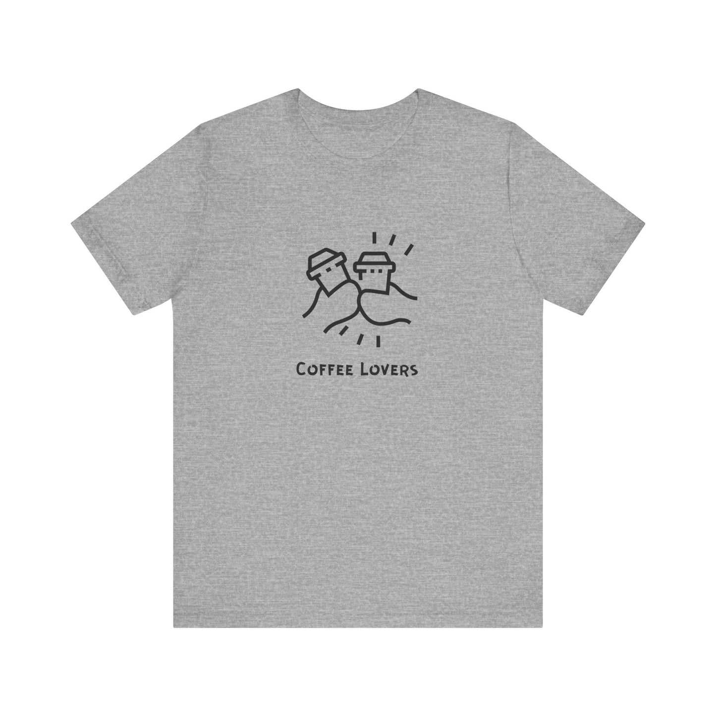 Gray Printify coffee lovers tee with minimalist coffee cup design and text for casual wear