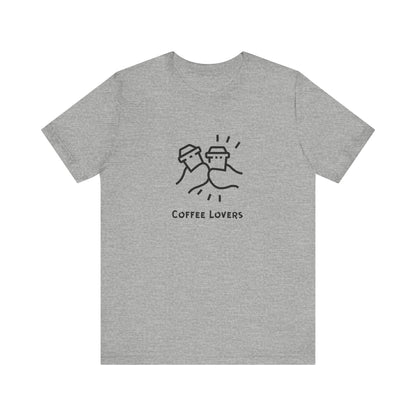 Gray Printify coffee lovers tee with minimalist coffee cup design and text for casual wear